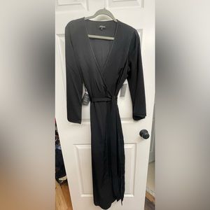 Black Wrap Dress with side slits, size XL
